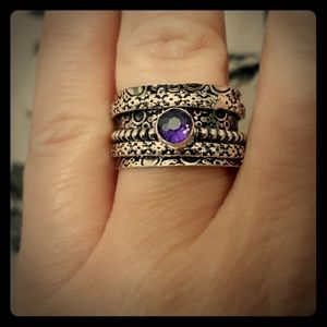 New Iolite 925 Silver Spinner Meditation Ring.
